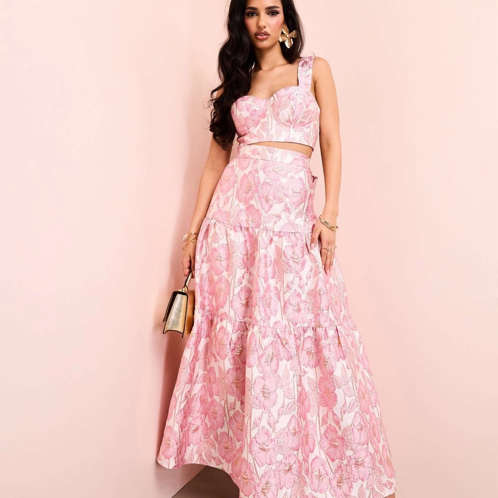 ASOS pink brocade matching set